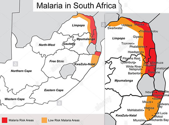 Malaria areas in South Africa Malaria facts