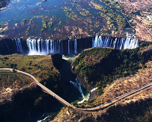 Zambezi River flowing over Victoria Falls Victoria Falls