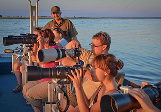 Photo safari guest on the Chobe River Photo Safari on Chobe River